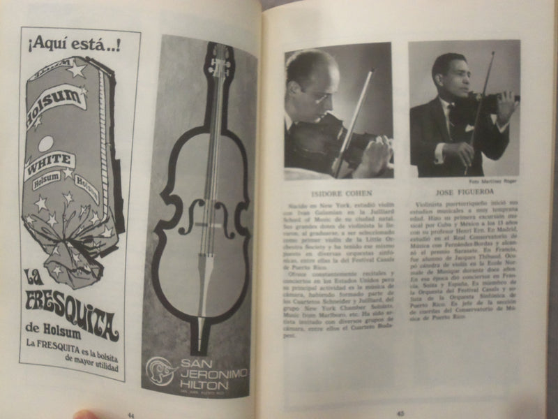 1969 FESTIVAL CASALS SOFTCOVER BOOK - SAN JUAN DE PUERTO RICO - SPANISH - K 284