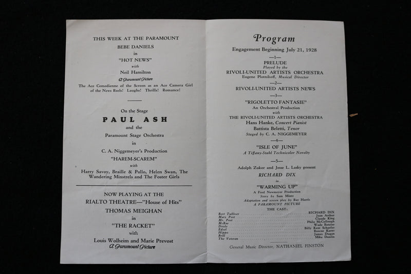 1928 RIVOLI UNITED ARTISTS MOVIE PROGRAMS - NEGRI - LOT OF 5 - K 1973