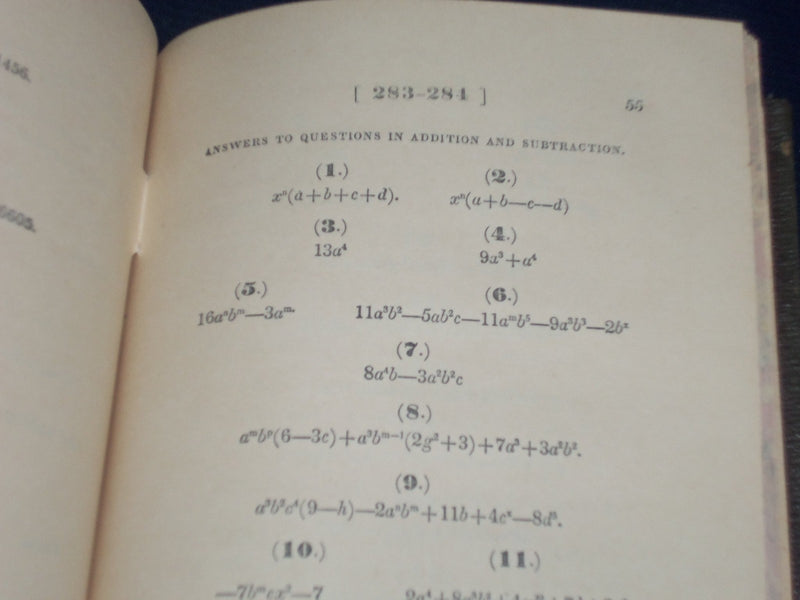 1858 A KEY TO DAVIE'S ELEMENTARY ALGEBRA BOOK - STATEMENTS & SOLUTIONS - KD 2150