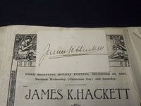 1907 JAMES K. HACKETT SIGNED THEATRE PROGRAM - JOHN GLAYDE'S HONOUR - J 5512