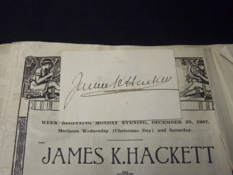 1907 JAMES K. HACKETT SIGNED THEATRE PROGRAM - JOHN GLAYDE'S HONOUR - J 5512