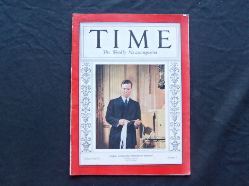 1938 AUGUST 15 TIME MAGAZINE - WILLIAM MCCHESNEY MARTIN - T 624