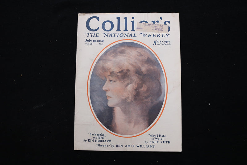 1920 JULY 10 COLLIER'S MAGAZINE - WHY I HATE TO WALK-BABE RUTH COVER - E 10988