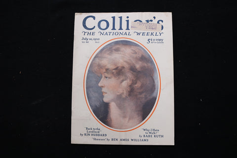 1920 JULY 10 COLLIER'S MAGAZINE - WHY I HATE TO WALK-BABE RUTH COVER - E 10988