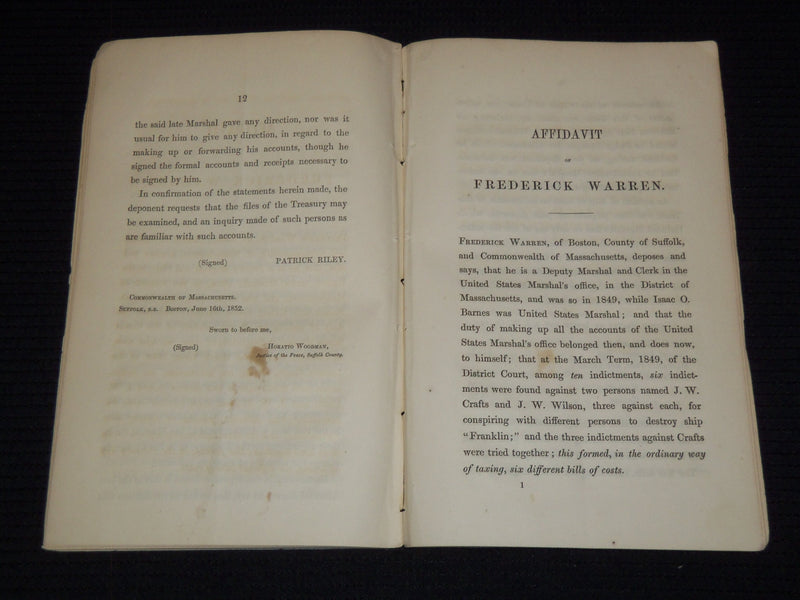 1852 ISAAC BARNES LETTER TO ELISHA WHITTLESEY - PATRICK RILEY & WARREN - J 7504