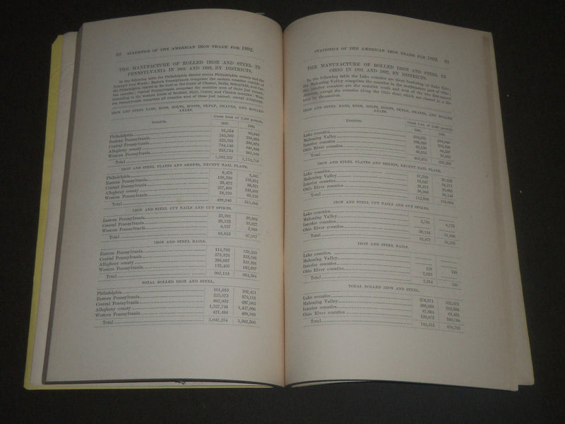 1893-1894 IRON AND STEEL ASSOCIATION ANNUAL REPORTS LOT OF 2 - WR 955E