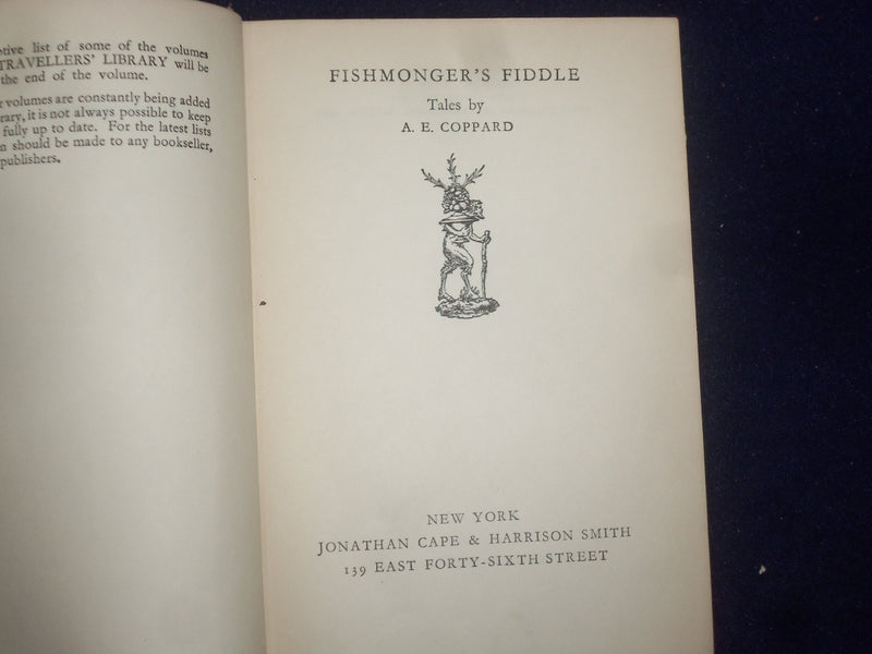 1929 FISHMONGER'S FIDDLE HARDCOVER BOOK BY A. E. COPPARD - KD 9074