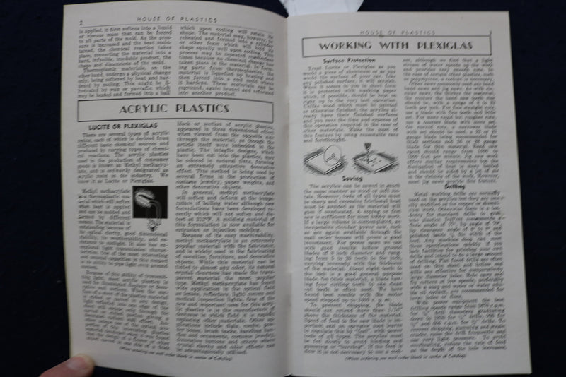 1952 FABRICATING MANUAL AND CATALOG - HOUSE OF PLASTICS - DETROIT, MI - K 920