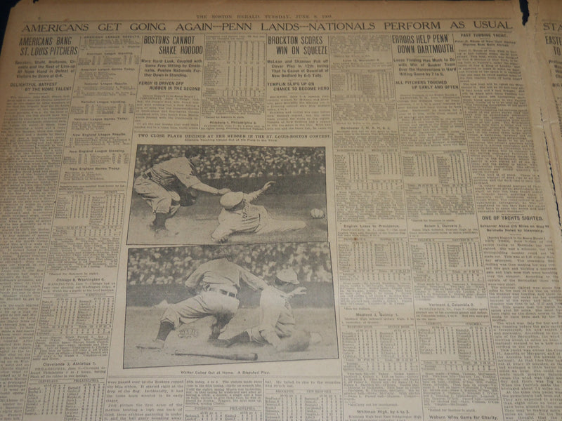 1909 JUNE 8 THE BOSTON HERALD NEWSPAPER - PRESQUE ISLE FIRE - BH 382