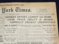 1919 MAY 2 NEW YORK TIMES - GERMAN ENVOYS CANNOT GO HOME - NT 9237