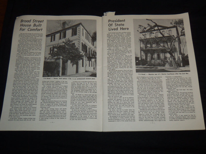 1985 GO FAMOUS HOUSES OF CHARLESTON SOUTH CAROLINA BOOK - J 9177