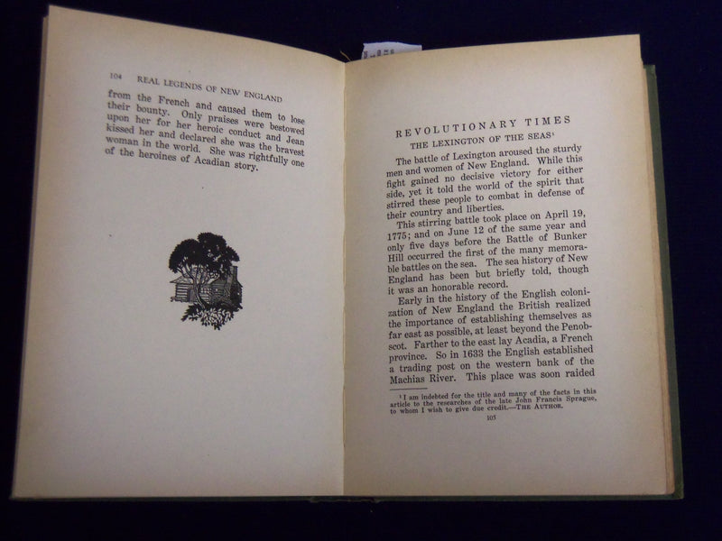1930 REAL LEGENDS OF NEW ENGLAND BOOK BY G. WALDO BROWNE - KD 2058H