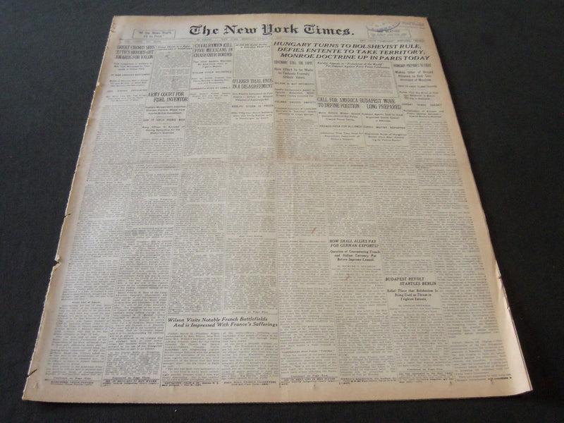 1919 MARCH 24 NEW YORK TIMES - HUNGARY TURNS TO BOLSHEVIST RULE - NT 6225
