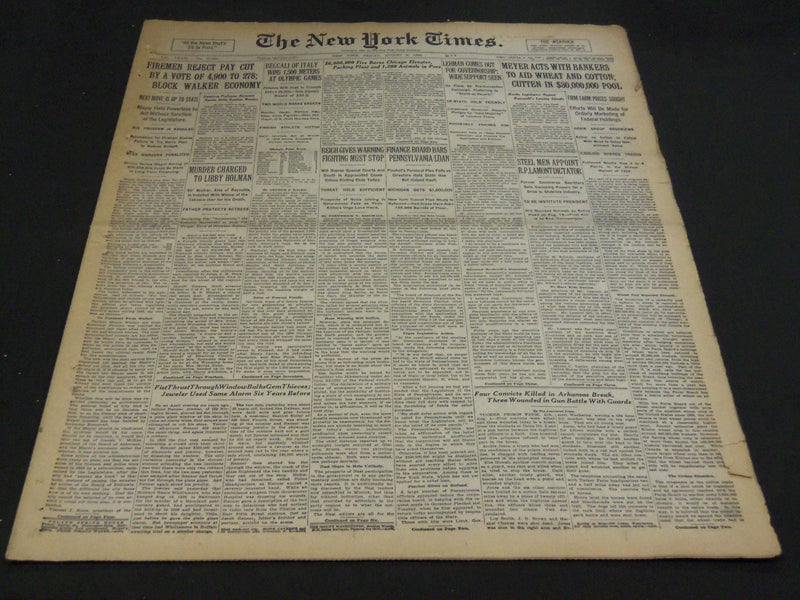 1932 AUG 5 NEW YORK TIMES BECCALI OF ITALY WINS 1500 METERS AT OLYMPICS- NT 4806