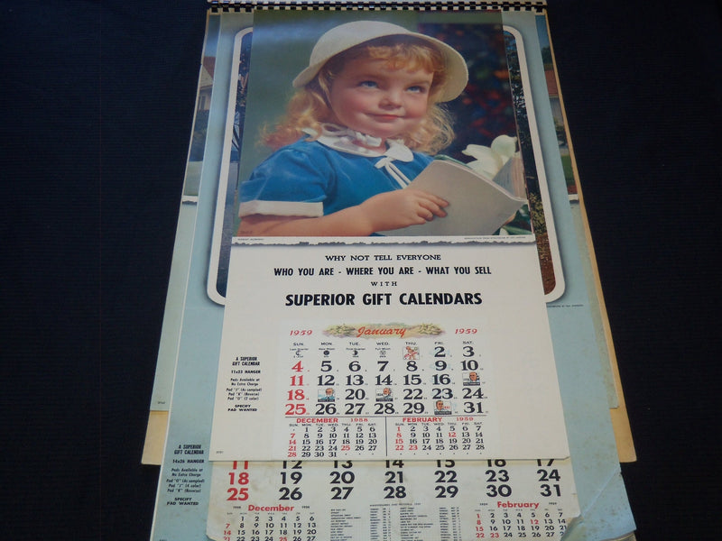 1959 SUPERIOR GIFT LINE HANGERS CALENDAR SALESMAN SAMPLE SHEETS BOOK - C 9