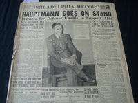 1935 JAN 25 PHILADELPHIA RECORD NEWSPAPER - HAUPTMANN GOES ON STAND - NT 7262