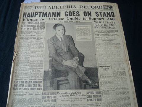 1935 JAN 25 PHILADELPHIA RECORD NEWSPAPER - HAUPTMANN GOES ON STAND - NT 7262