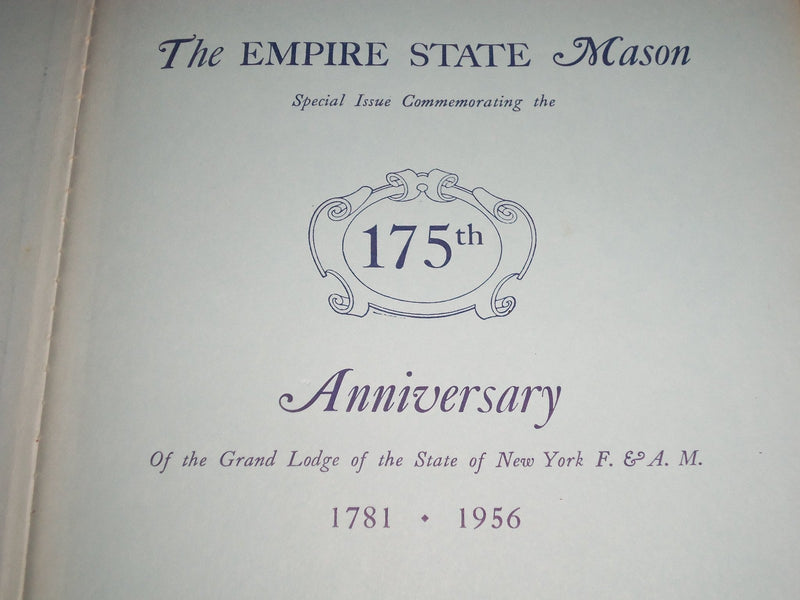 1956 EMPIRE STATE MASON BOOK - 175TH ANNIVERSARY ISSUE - GRAND LODGE - KD 2265