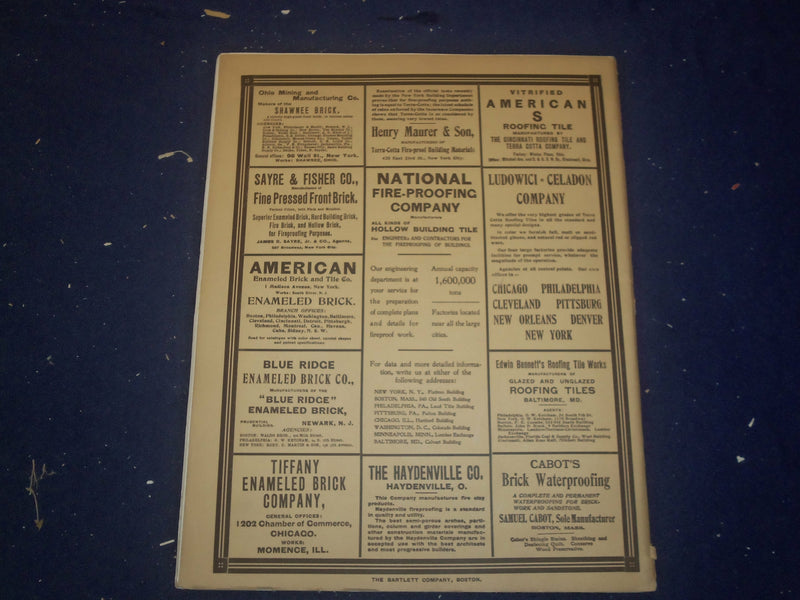 1906 SEPTEMBER THE BRICKBUILDER MAGAZINE - AN ARCHITECTURAL MONTHLY - ST 258S