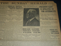 1911 DECEMBER 10 THE BOSTON HERALD - PRESIDENT ELIOT IS OPERATED - BH 183