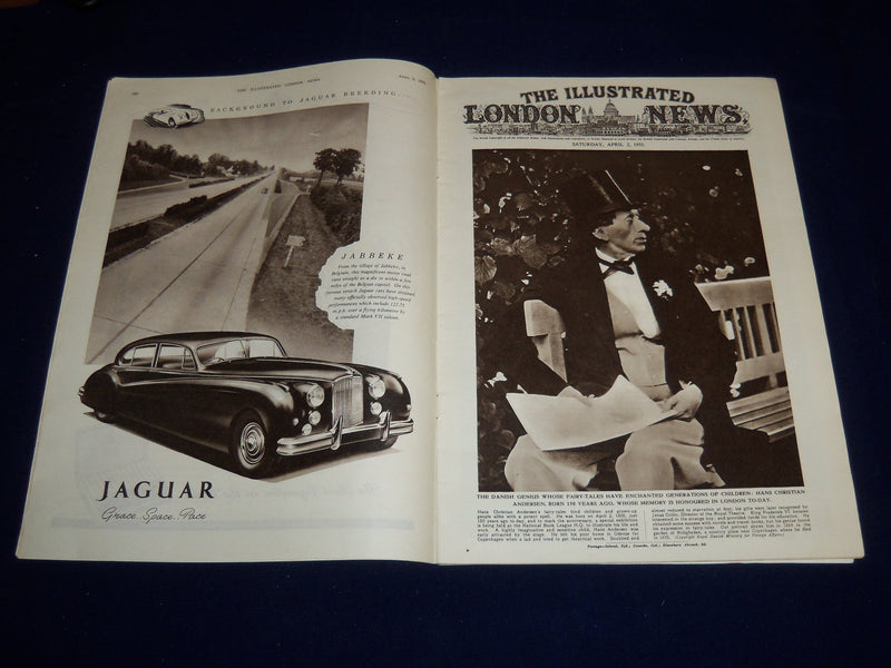 1955 APRIL 2 ILLUSTRATED LONDON NEWS MAGAZINE - HANS CHRISTIAN ANDERSEN - E 8004