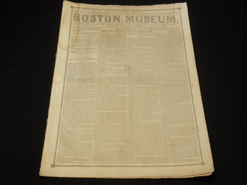 1851 MARCH 15 THE BOSTON MUSEUM NEWSPAPER - JUDITH BENSADDI SEQUEL - NP 9029