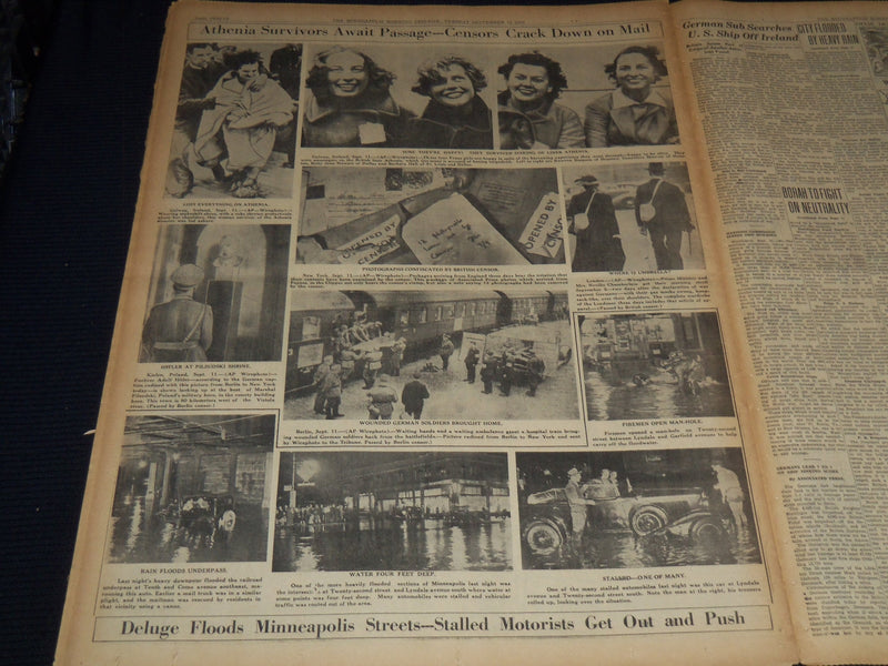 1939 SEPT 12 MINNEAPOLIS MORNING TRIBUNE NEWSPAPER - NEUTRALITY ACT - NT 9528