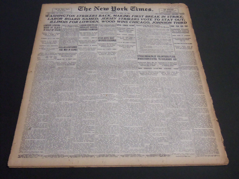 1920 APRIL 14 NEW YORK TIMES - ILLINOIS FOR LOWDEN WOOD WINS CHICAGO - NT 6797