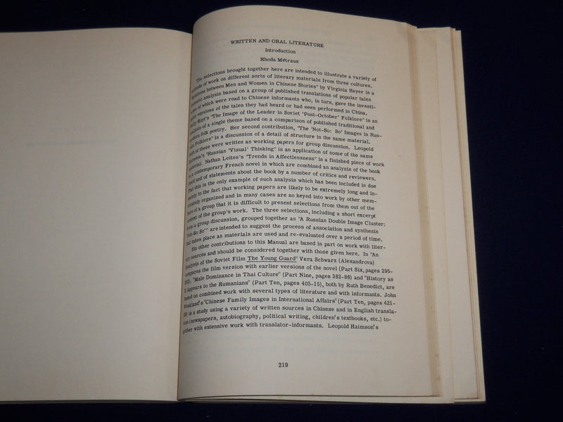1953 THE STUDY OF CULTURE AT A DISTANCE BOOK EDITED BY MARGARET MEAD - KD 2759I