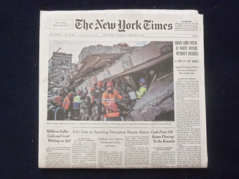 2023 FEB 9 NEW YORK TIMES - BIDEN AIMS PITCH A WHITE VOTERS WITHOUT DEGREES