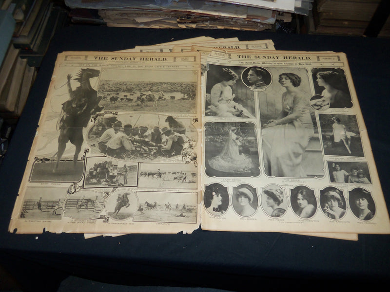 1910-1911 THE BOSTON HERALD SUNDAY PICTORIAL SECTIONS LOT OF 15 - UP 85