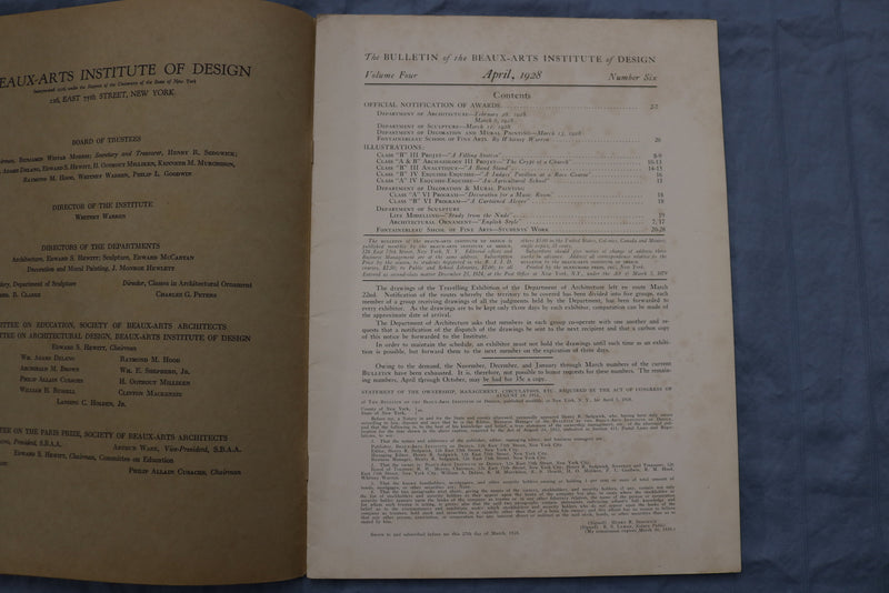 1928 APR THE BULLETIN OF THE BEAUX-ARTS INSTITUTE OF DESIGN MAGAZINE - ST 5507W