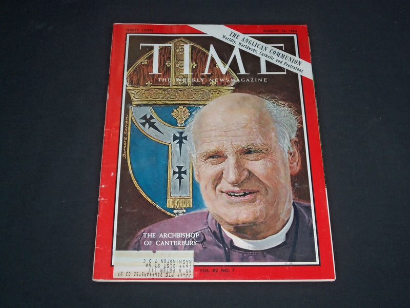 1963 AUG 16 TIME MAGAZINE-ARTHUR MICHAEL RAMSEY ARCHBISHOP OF CANTERBURY -T 1942
