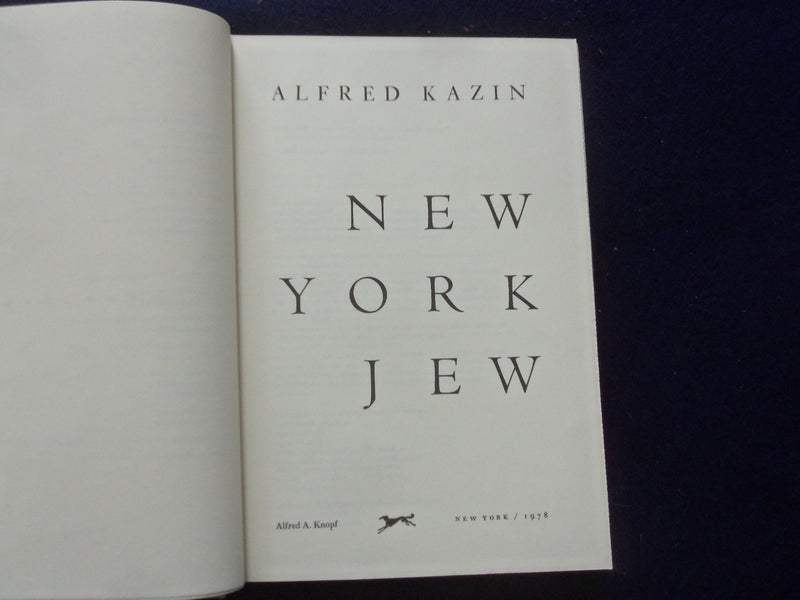 1978 NEW YORK JEW HARDCOVER BOOK BY ALFRED KAZIN - KD 8390