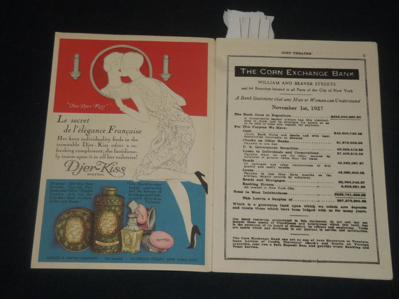 1927 BEHOLD THIS DREAMER - CORT THEATRE PROGRAM - NEW YORK - J 5674