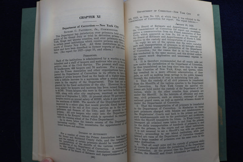 1929 PRISON ASSOCIATION OF NEW YORK ANNUAL REPORT SOFTCOVER BOOK - K 864
