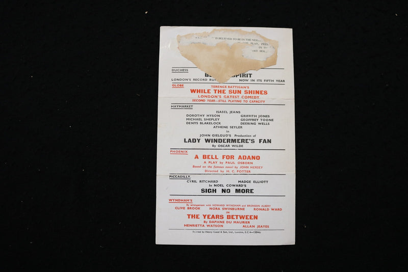 1940'S LONDON THEATRE PROGRAMS - LOT OF 3 - K 2823