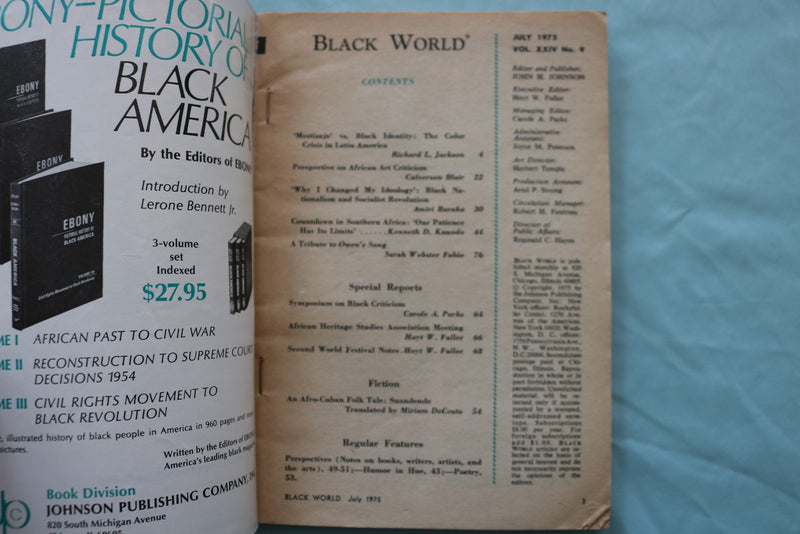 1975 JULY BLACK WORLD MAGAZINE - AFRICAN ART CRITICISM IN PERSPECTIVE - K 3372