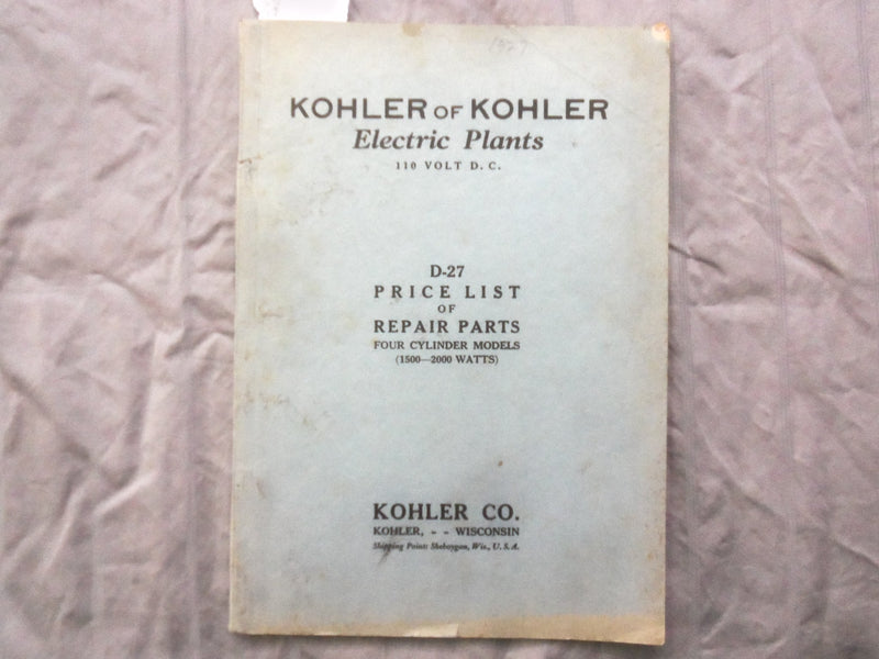 1926-1927 KOHLER OF KOHLER ELECTRIC PLANTS CATALOGS - LOT OF 3 - K 253