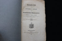 1818 RESOLVES OF THE GENERAL COURT OF MASSACHUSETTS - SOFTCOVER BOUND - K 2884