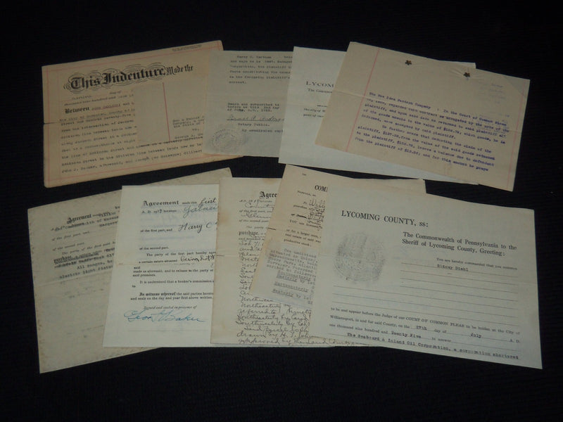 1909-1925 OFFICIAL DOCUMENTS LOT OF 10 - MASSACHUSETTS - PENNSYLVANIA - K 3387