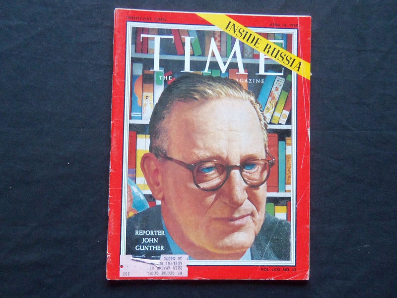 1958 APRIL 14 TIME MAGAZINE - REPORTER JOHN GUNTHER - T 1632