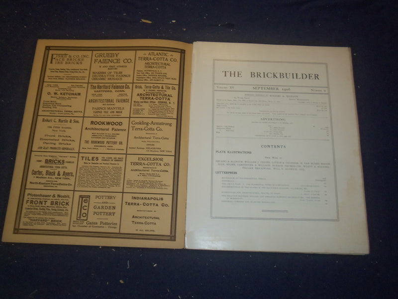 1906 SEPTEMBER THE BRICKBUILDER MAGAZINE - AN ARCHITECTURAL MONTHLY - ST 258S