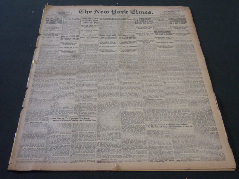 1923 JUNE 5 NEW YORK TIMES - STONEHAM LENT FULLER $147,500 - NT 5856