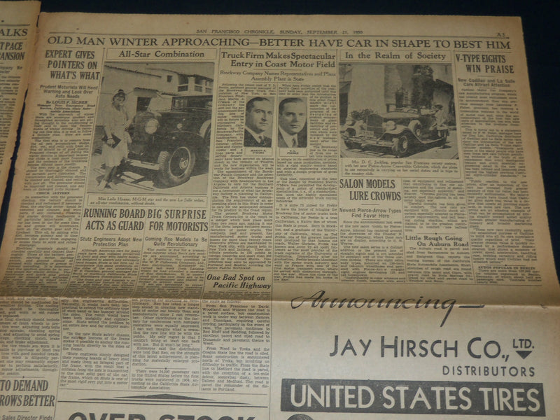1930 SAN FRANCISCO CHRONICLE SUNDAY AUTOMOBILE SECTION LOT OF 2 - NP 5088