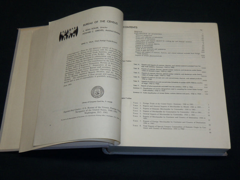 1946-1963 FOREIGN COMMERCE AND NAVIGATION OF THE UNITED STATES BOOK - R 905C