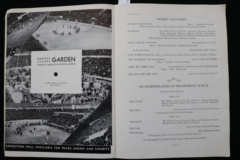 1937 GAY BLADES - ICE CARNIVAL OFFICIAL PROGRAM - K 2259