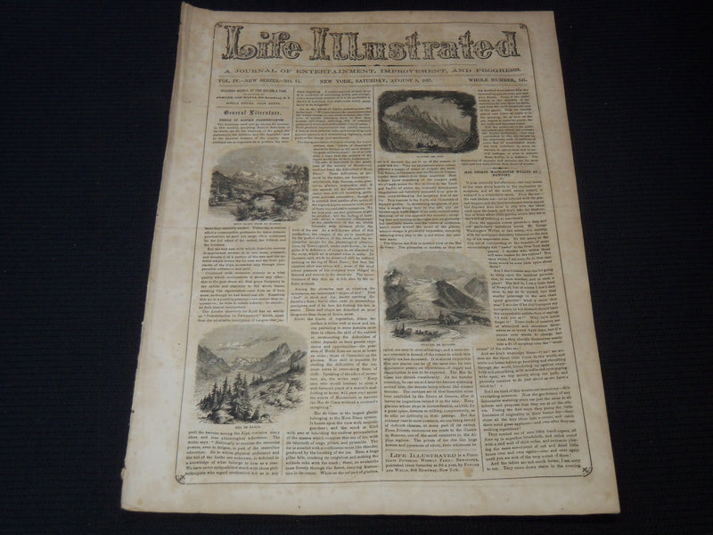 1857 AUGUST 8 LIFE ILLUSTRATED NEWSPAPER - ALPINE PEDESTRIANISM - NP 5924
