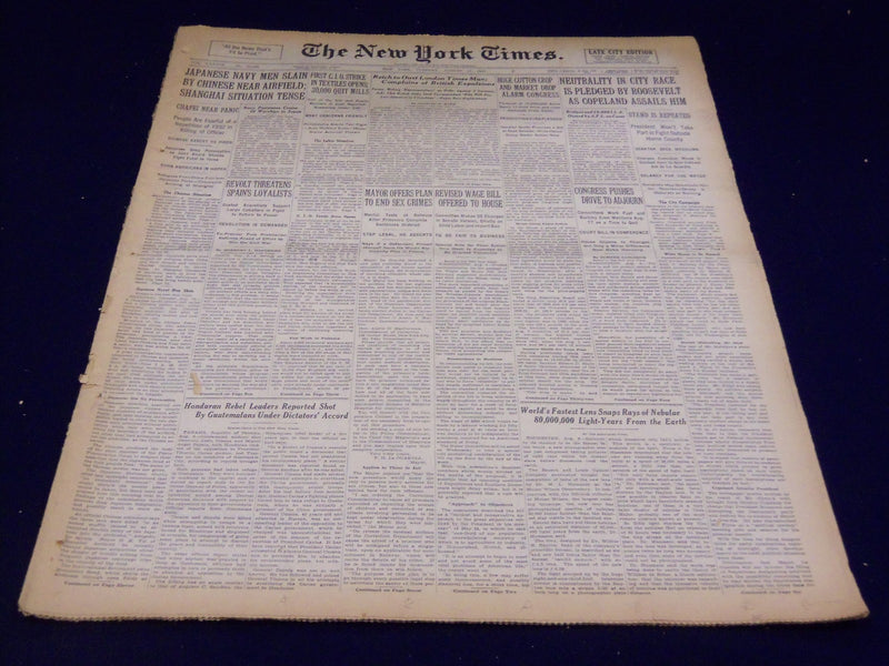 1937 AUGUST 10 NEW YORK TIMES - FASTEST LENS SNAPS RAYS OF NEBULAE - NT 3400
