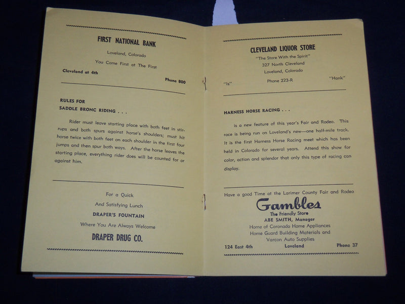 1953 AUGUST 17-18 LARIMER COUNTY RODEO PROGRAM - COLORADO - J 8595